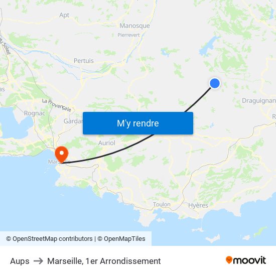 Aups to Marseille, 1er Arrondissement map