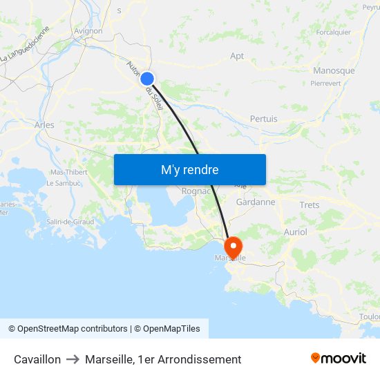 Cavaillon to Marseille, 1er Arrondissement map