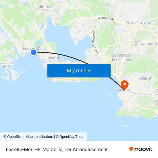 Fos-Sur-Mer to Marseille, 1er Arrondissement map
