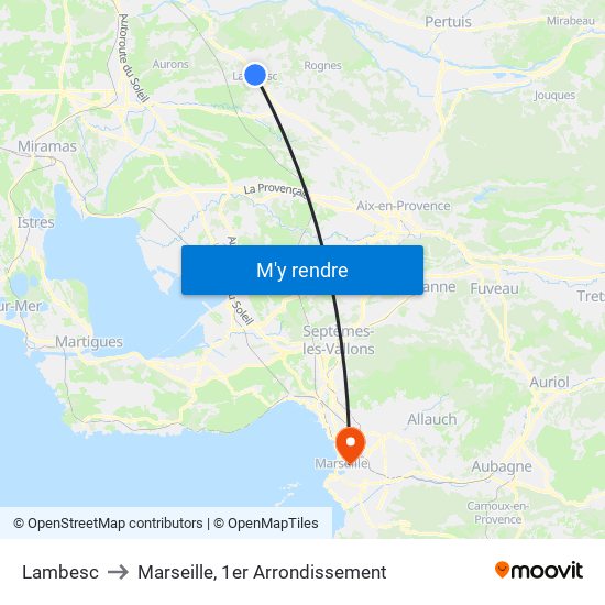 Lambesc to Marseille, 1er Arrondissement map