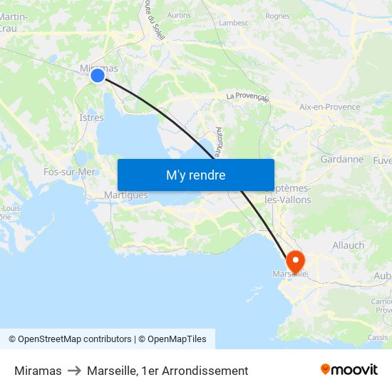 Miramas to Marseille, 1er Arrondissement map