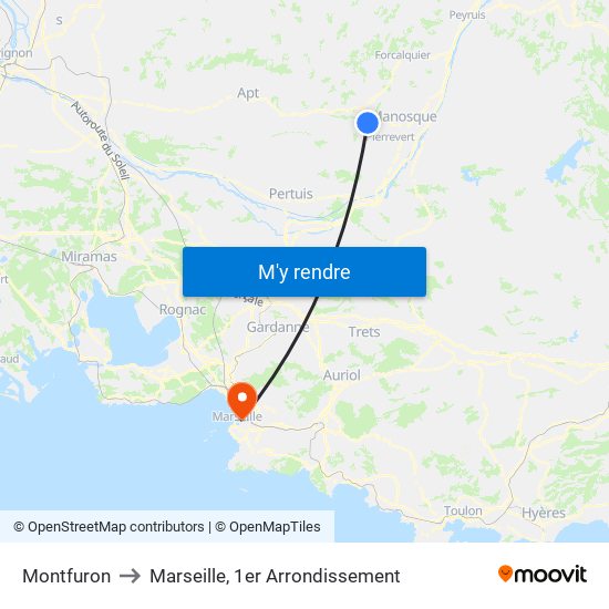 Montfuron to Marseille, 1er Arrondissement map