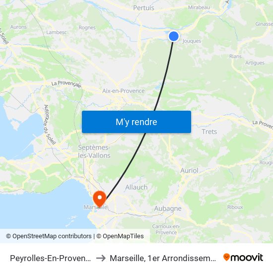 Peyrolles-En-Provence to Marseille, 1er Arrondissement map
