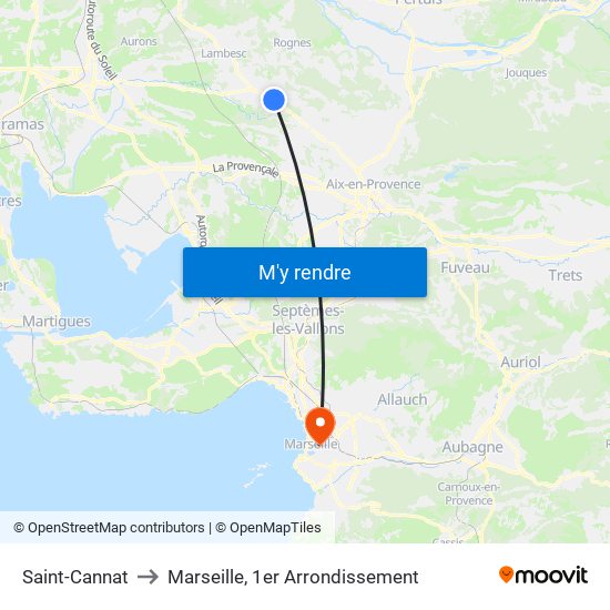 Saint-Cannat to Marseille, 1er Arrondissement map