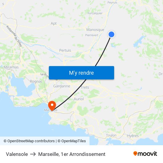 Valensole to Marseille, 1er Arrondissement map