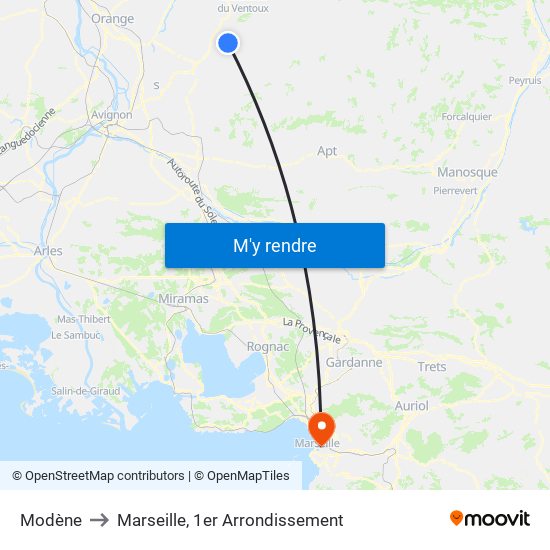 Modène to Marseille, 1er Arrondissement map