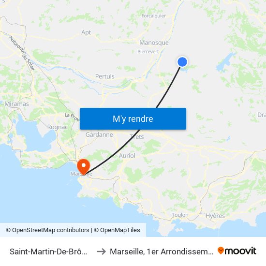 Saint-Martin-De-Brômes to Marseille, 1er Arrondissement map