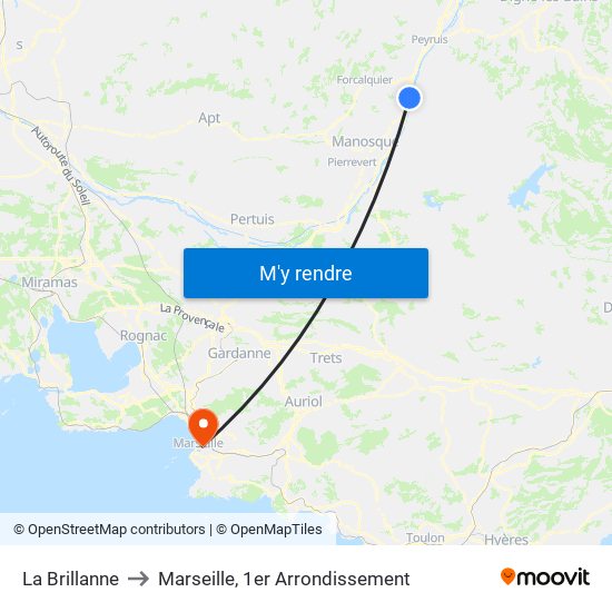 La Brillanne to Marseille, 1er Arrondissement map