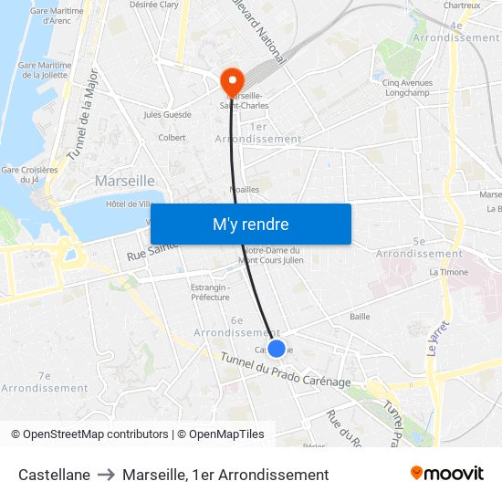 Castellane to Marseille, 1er Arrondissement map