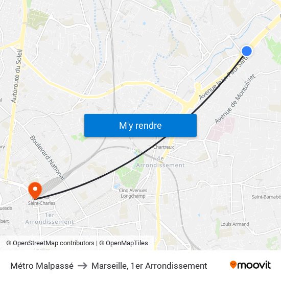 Métro Malpassé to Marseille, 1er Arrondissement map