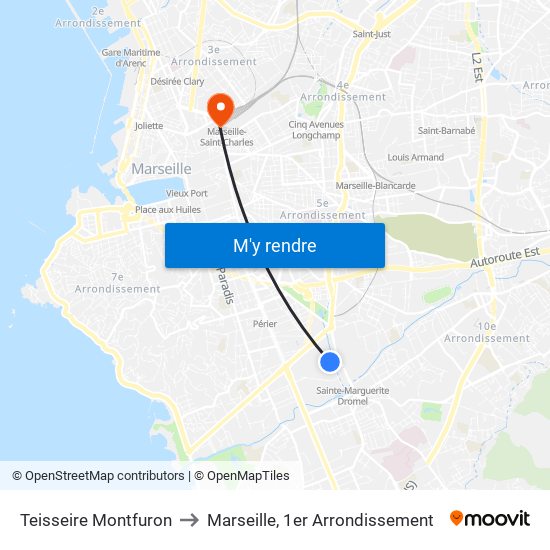 Teisseire Montfuron to Marseille, 1er Arrondissement map