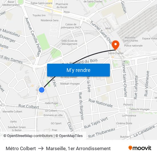 Métro Colbert to Marseille, 1er Arrondissement map