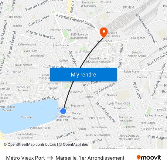 Métro Vieux Port to Marseille, 1er Arrondissement map