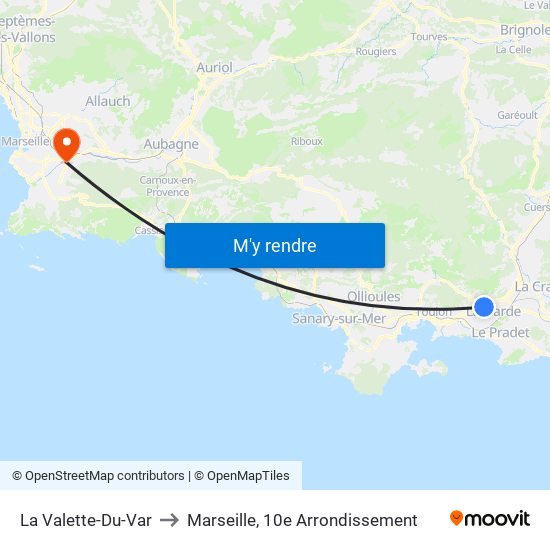 La Valette-Du-Var to Marseille, 10e Arrondissement map