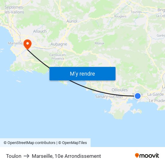Toulon to Marseille, 10e Arrondissement map