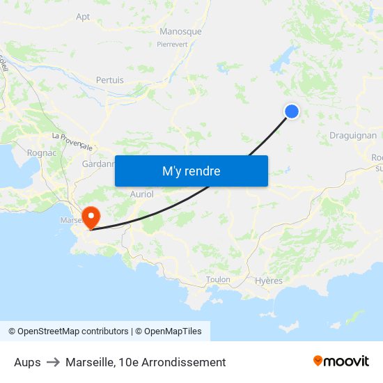 Aups to Marseille, 10e Arrondissement map