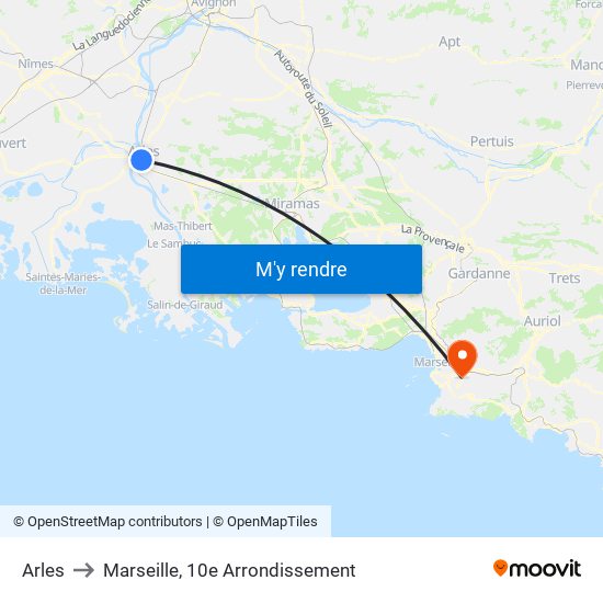 Arles to Marseille, 10e Arrondissement map