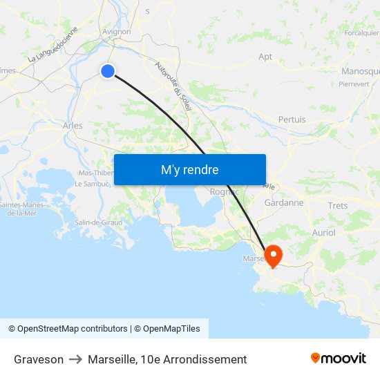 Graveson to Marseille, 10e Arrondissement map