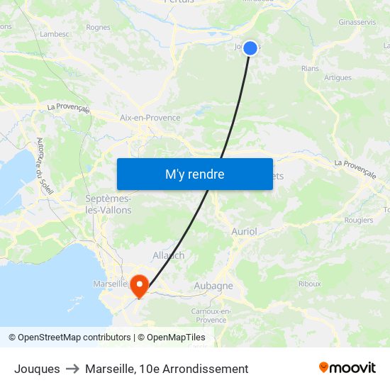 Jouques to Marseille, 10e Arrondissement map