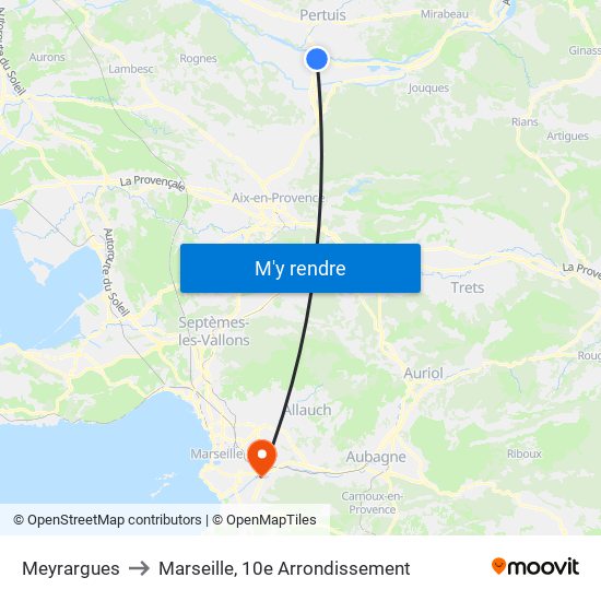 Meyrargues to Marseille, 10e Arrondissement map