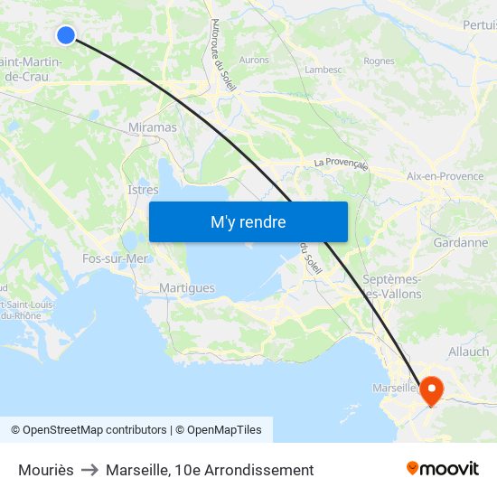 Mouriès to Marseille, 10e Arrondissement map