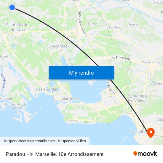 Paradou to Marseille, 10e Arrondissement map