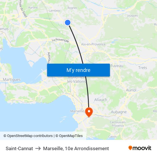 Saint-Cannat to Marseille, 10e Arrondissement map