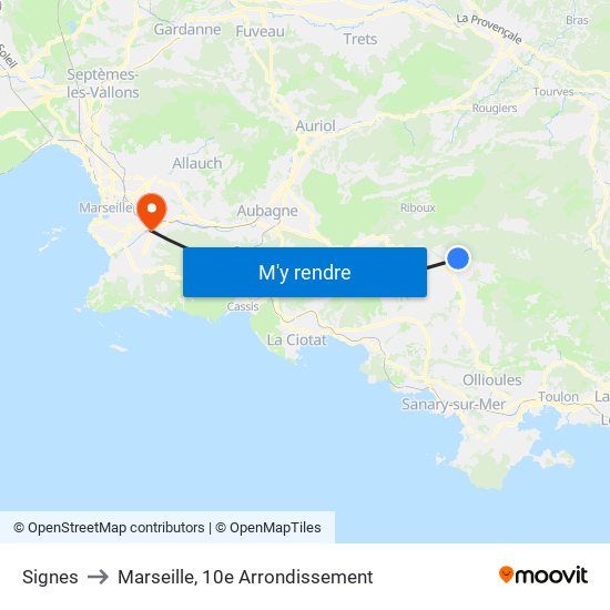 Signes to Marseille, 10e Arrondissement map