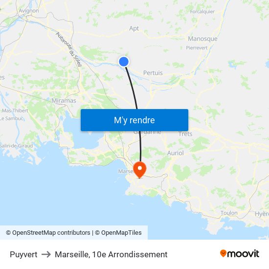 Puyvert to Marseille, 10e Arrondissement map