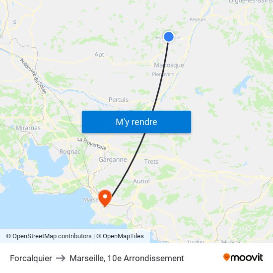 Forcalquier to Marseille, 10e Arrondissement map