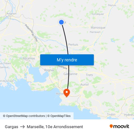 Gargas to Marseille, 10e Arrondissement map