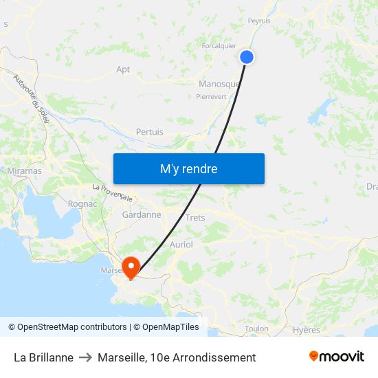 La Brillanne to Marseille, 10e Arrondissement map