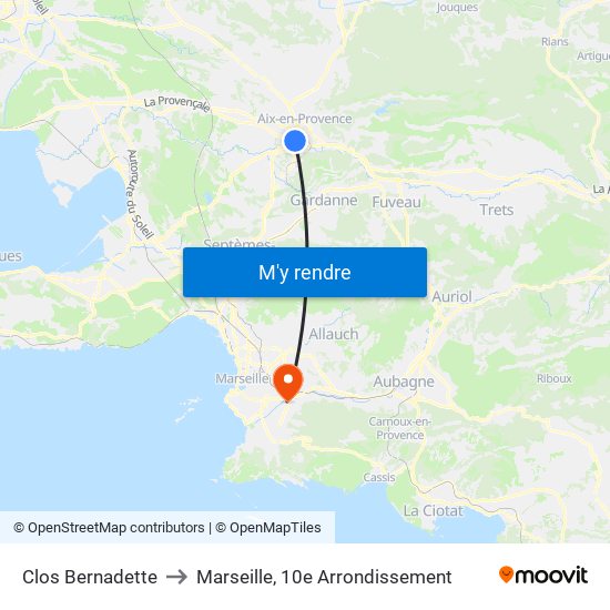 Clos Bernadette to Marseille, 10e Arrondissement map