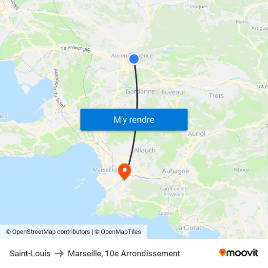 Saint-Louis to Marseille, 10e Arrondissement map
