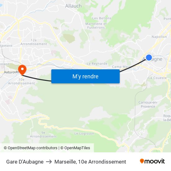 Gare D'Aubagne to Marseille, 10e Arrondissement map