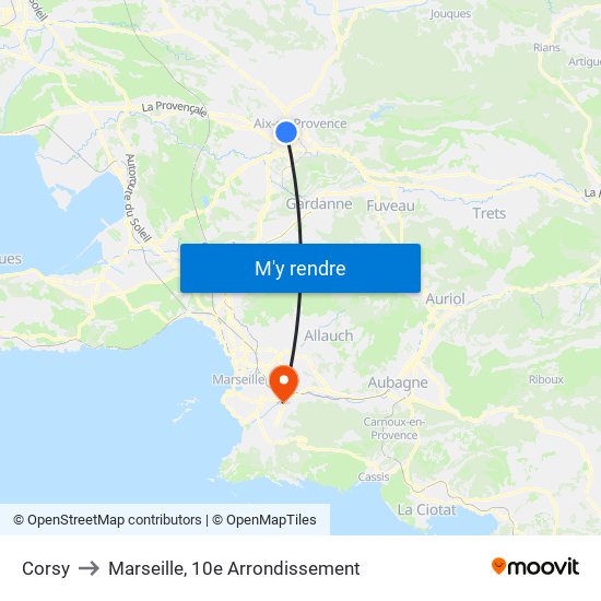 Corsy to Marseille, 10e Arrondissement map