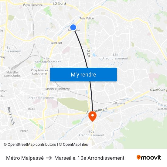 Métro Malpassé to Marseille, 10e Arrondissement map