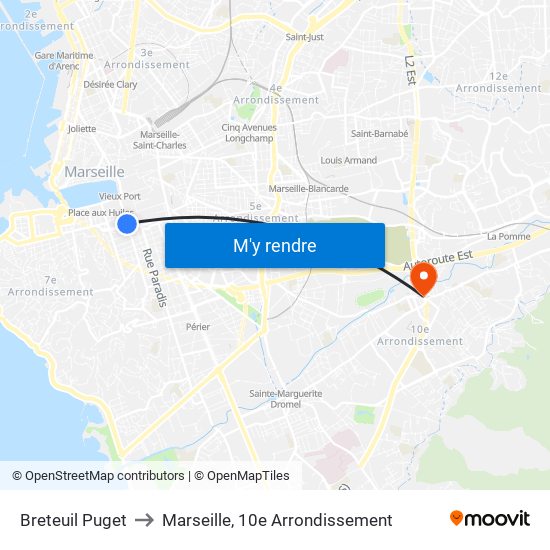 Breteuil Puget to Marseille, 10e Arrondissement map