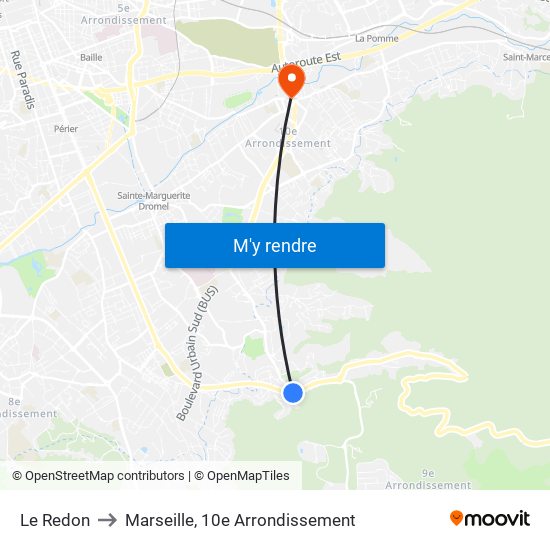 Le Redon to Marseille, 10e Arrondissement map