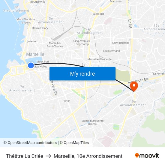 Théâtre La Criée to Marseille, 10e Arrondissement map