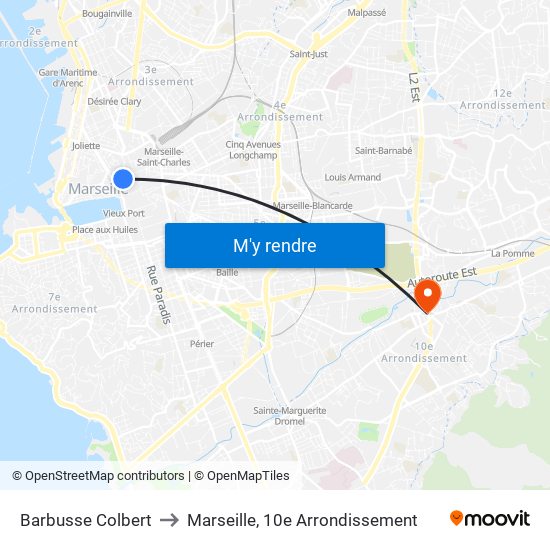 Barbusse Colbert to Marseille, 10e Arrondissement map