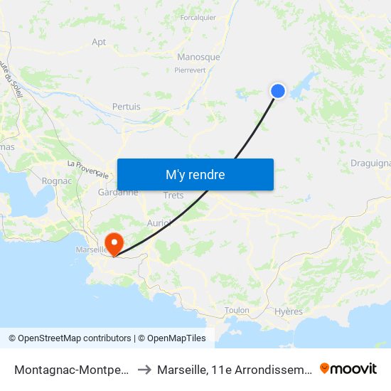 Montagnac-Montpezat to Marseille, 11e Arrondissement map