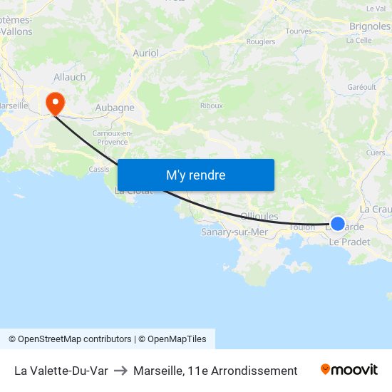 La Valette-Du-Var to Marseille, 11e Arrondissement map