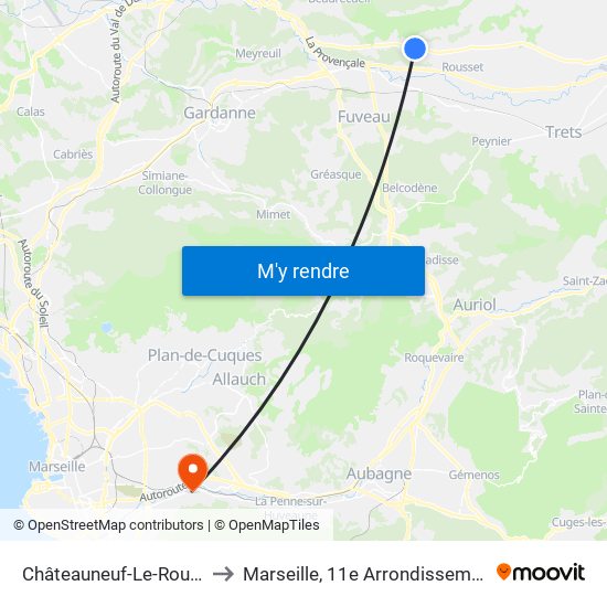 Châteauneuf-Le-Rouge to Marseille, 11e Arrondissement map