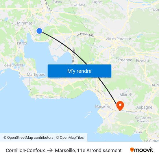 Cornillon-Confoux to Marseille, 11e Arrondissement map