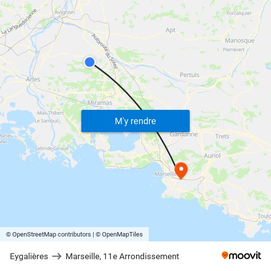 Eygalières to Marseille, 11e Arrondissement map