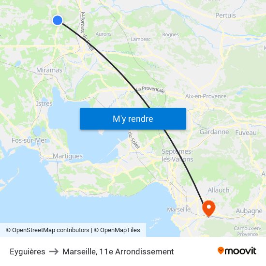Eyguières to Marseille, 11e Arrondissement map