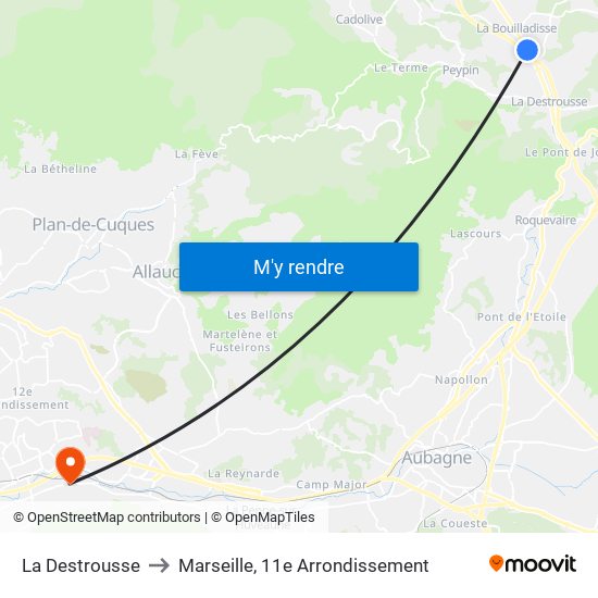 La Destrousse to Marseille, 11e Arrondissement map