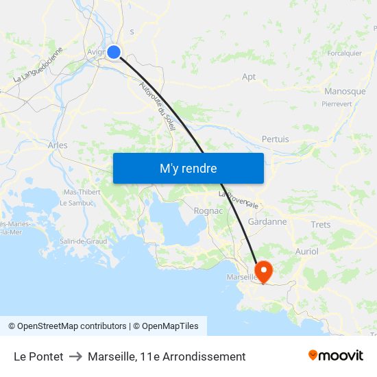 Le Pontet to Marseille, 11e Arrondissement map