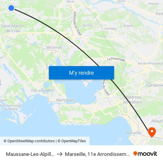 Maussane-Les-Alpilles to Marseille, 11e Arrondissement map